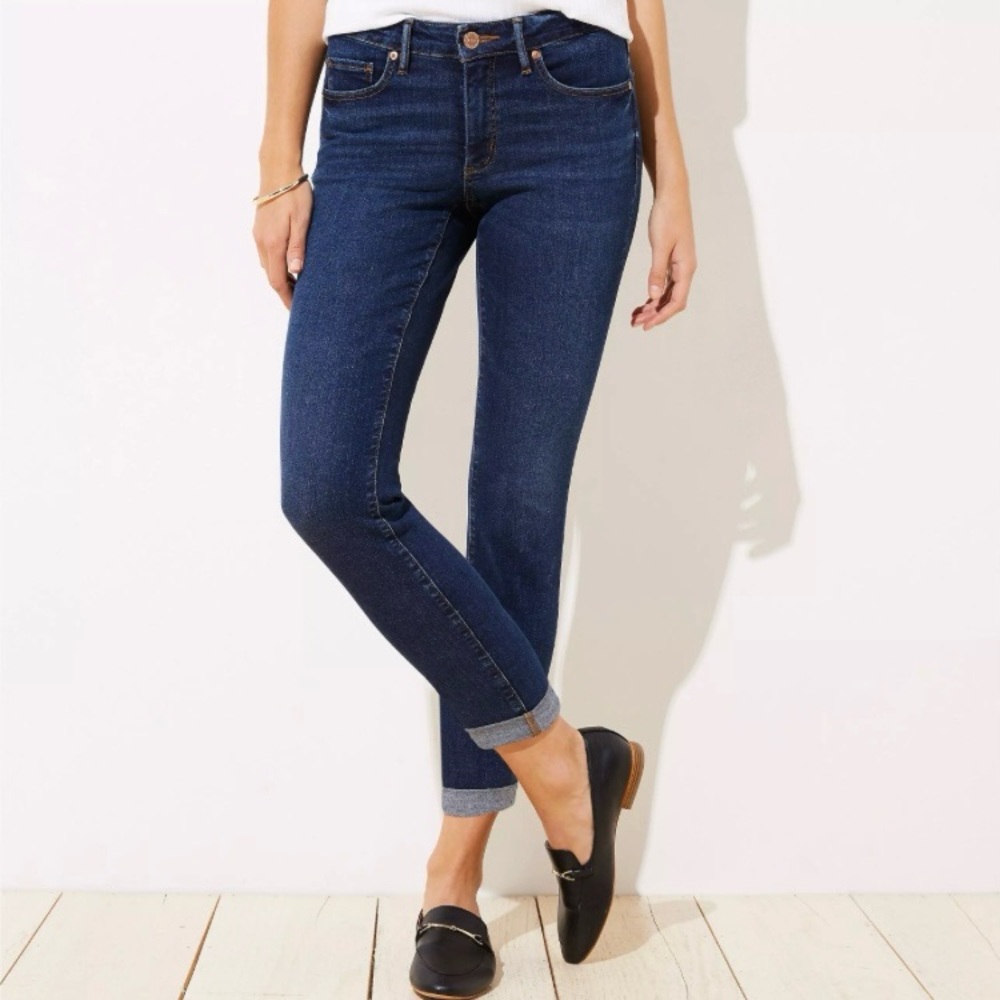 LOFT Indigo Ankle Crop Skinny Jeans
